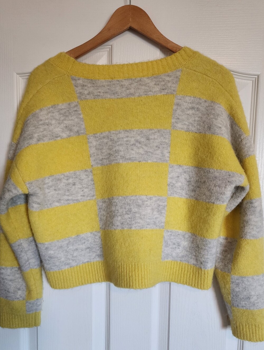 🌟 VIRAL ZARA Y2K Checkerboard Knit Cardigan Cropped Cottagecore Checkered Sz S - Picture 4 of 8